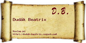 Dudák Beatrix névjegykártya
